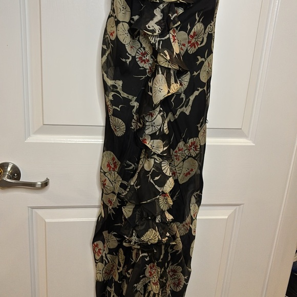 NWT KATE MOSS FOR ZARA black silk floral long dress size small & medium - Picture 4 of 14